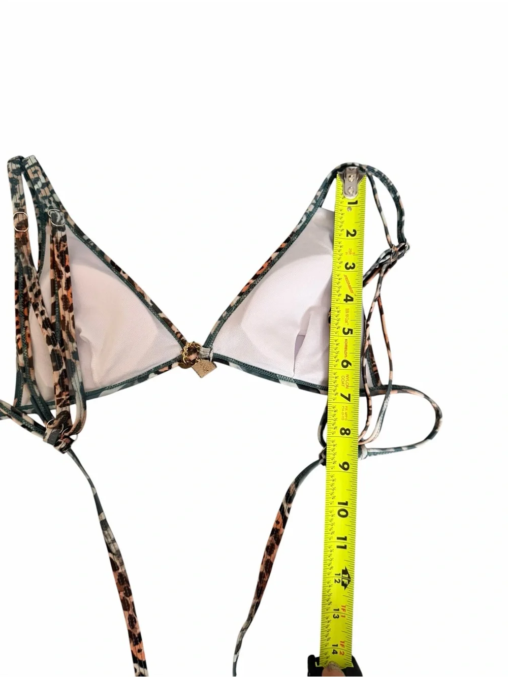 SHEIN Blue & Brown Leopard Print Bikini with Gold Jewelry Charms size XS